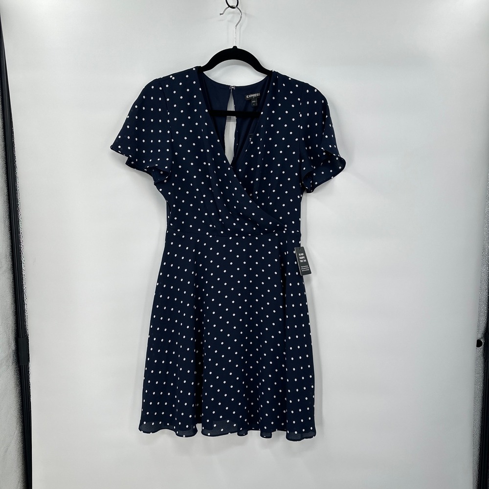 Express Navy Blue Polka Dot Mini Dress